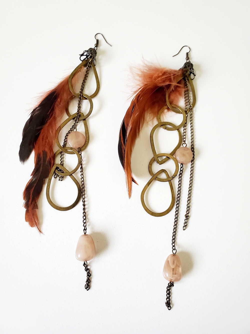 Nicole by Nicole Miller Rust and Black Feather Dangle Earrings